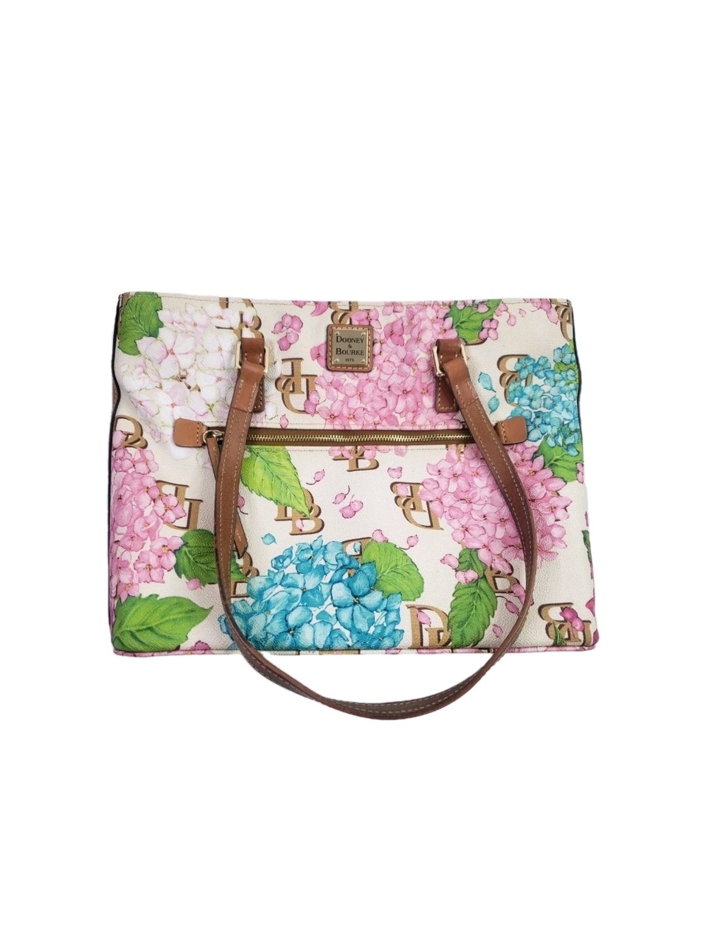 Dooney & Bourke Pink & Blue Hydrangea Tote Bag Purse